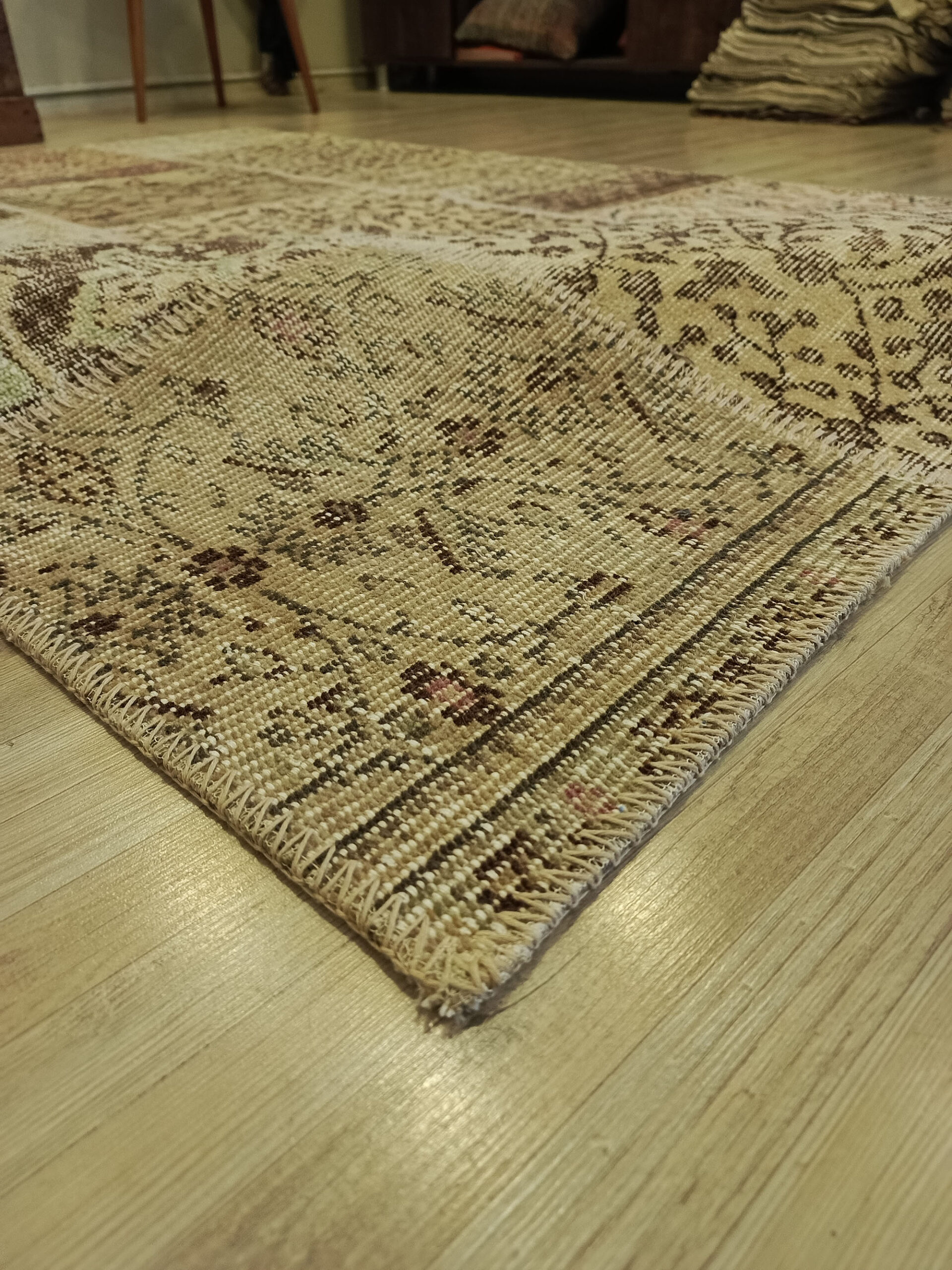 Handwoven Custom-Designed Patchwork Rug — detail view 5, handmade vintage rug