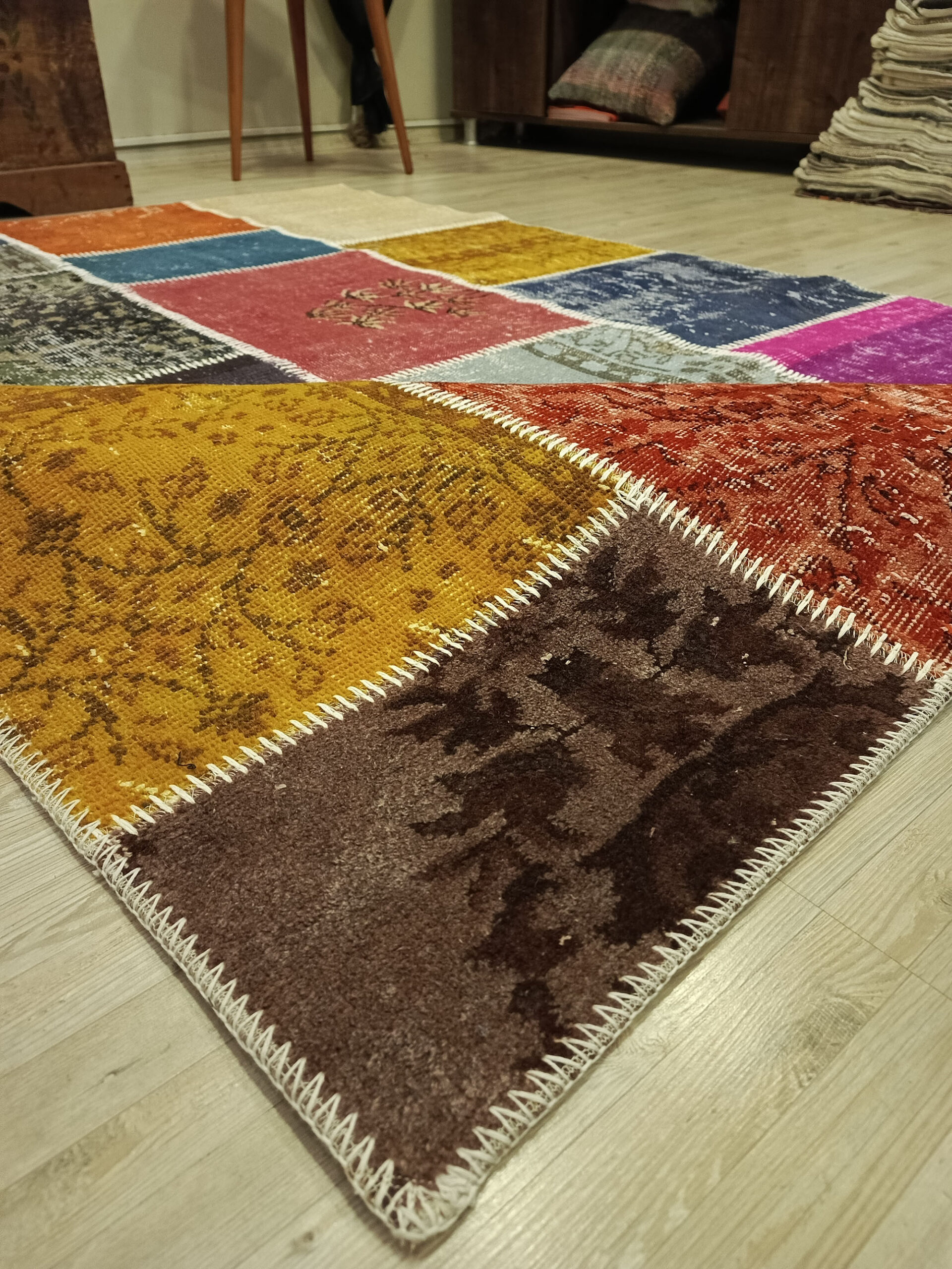 Handmade Patchwork Rug — detail view 5, handmade vintage rug