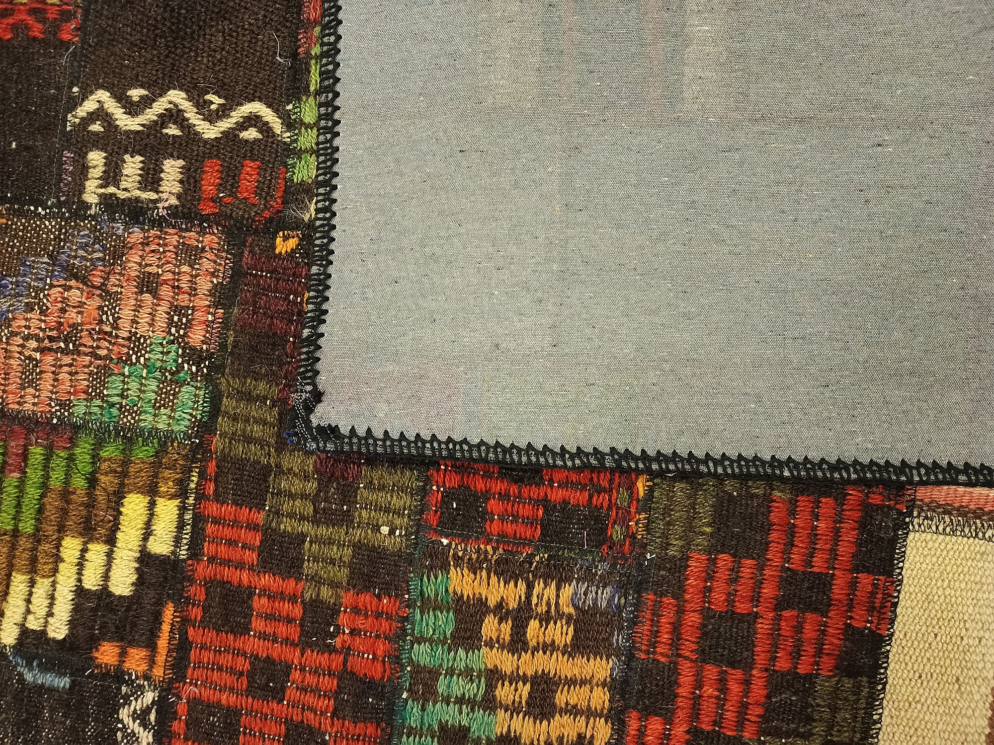Traditional Handmade Patchwork Rug — detail view 2, handmade vintage rug