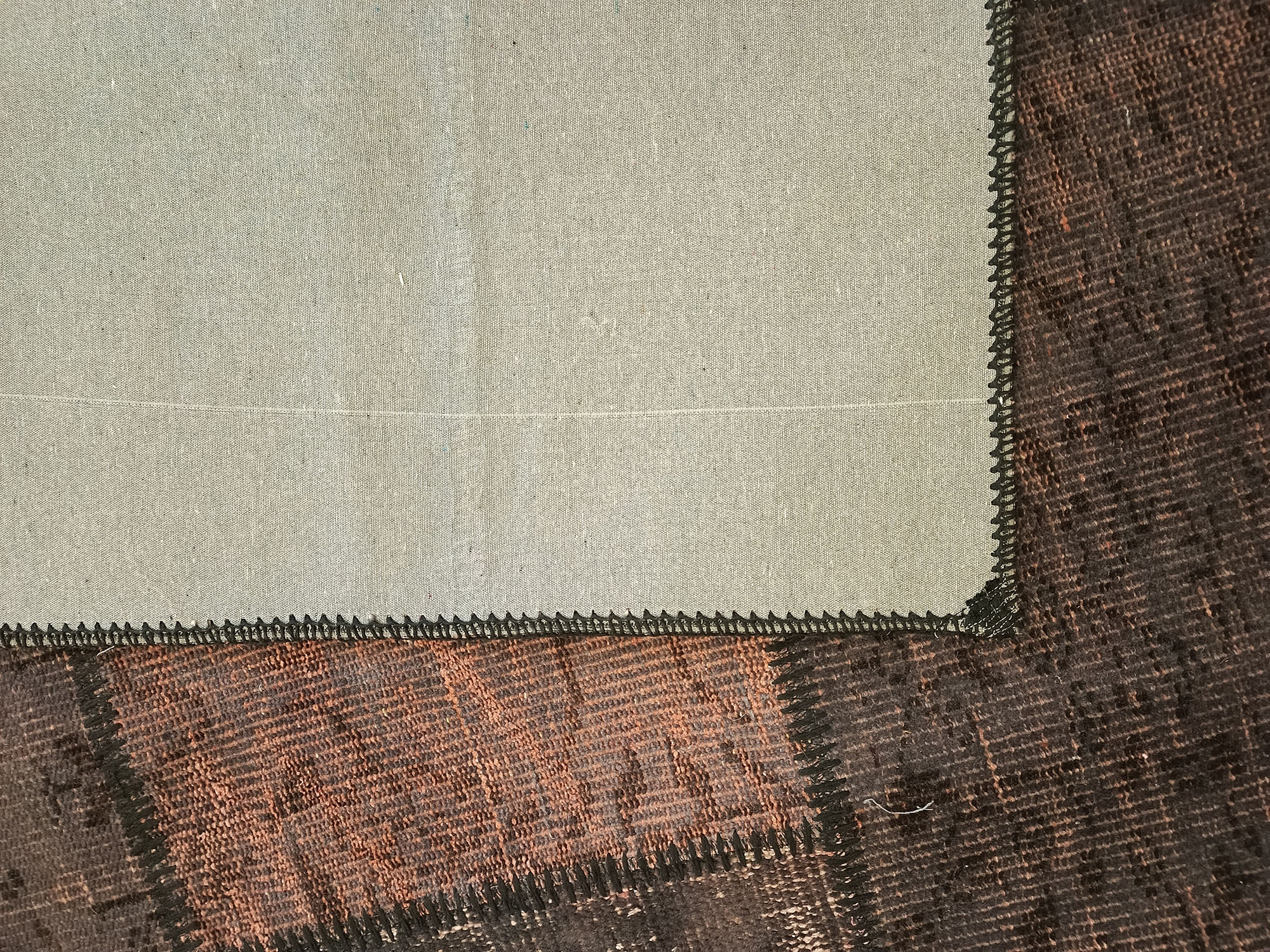 Handcrafted Distressed Patchwork Rug — detail view 5, handmade vintage rug