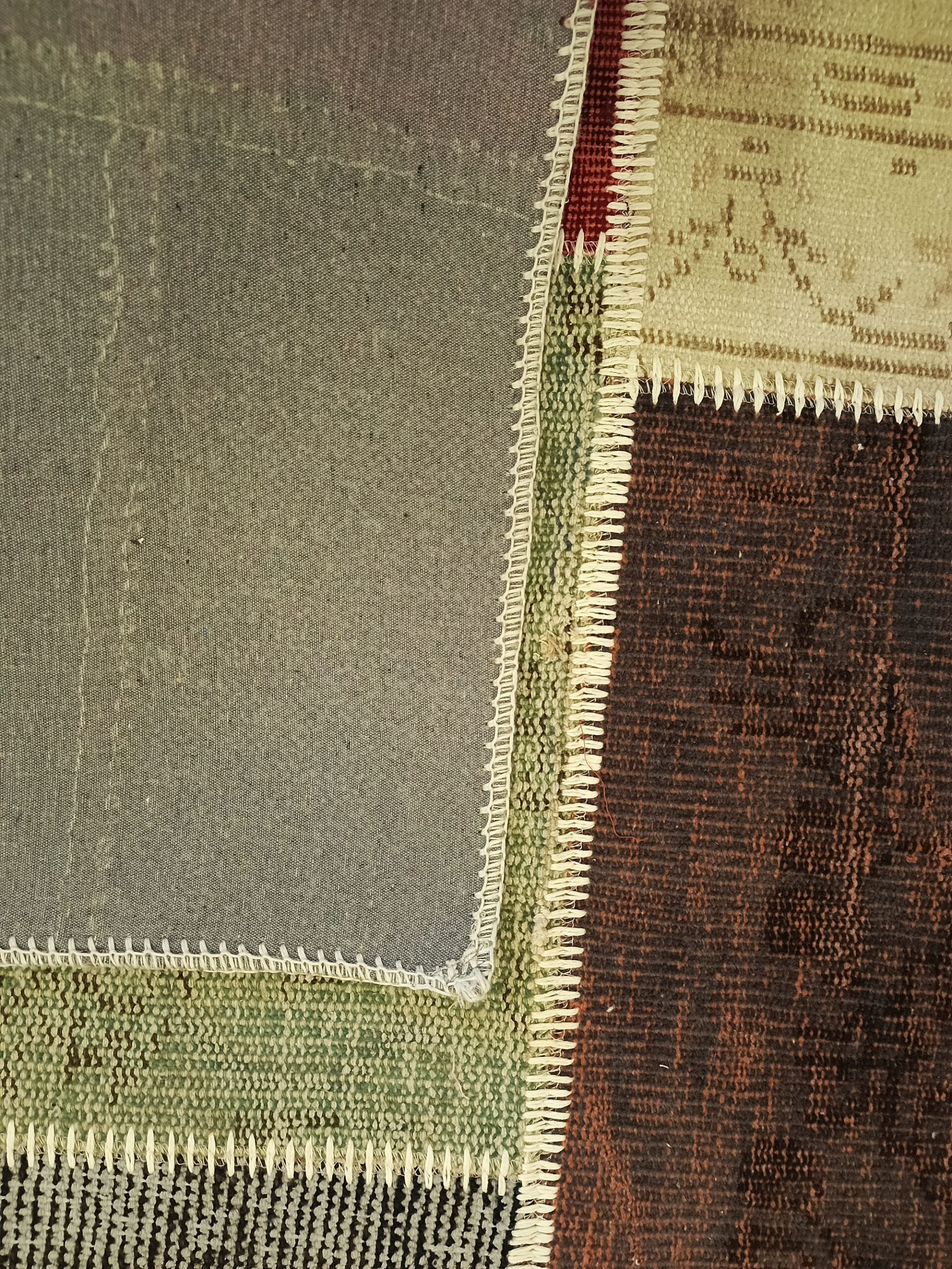 Wool-Woven Patchwork Rug — detail view 3, handmade vintage rug
