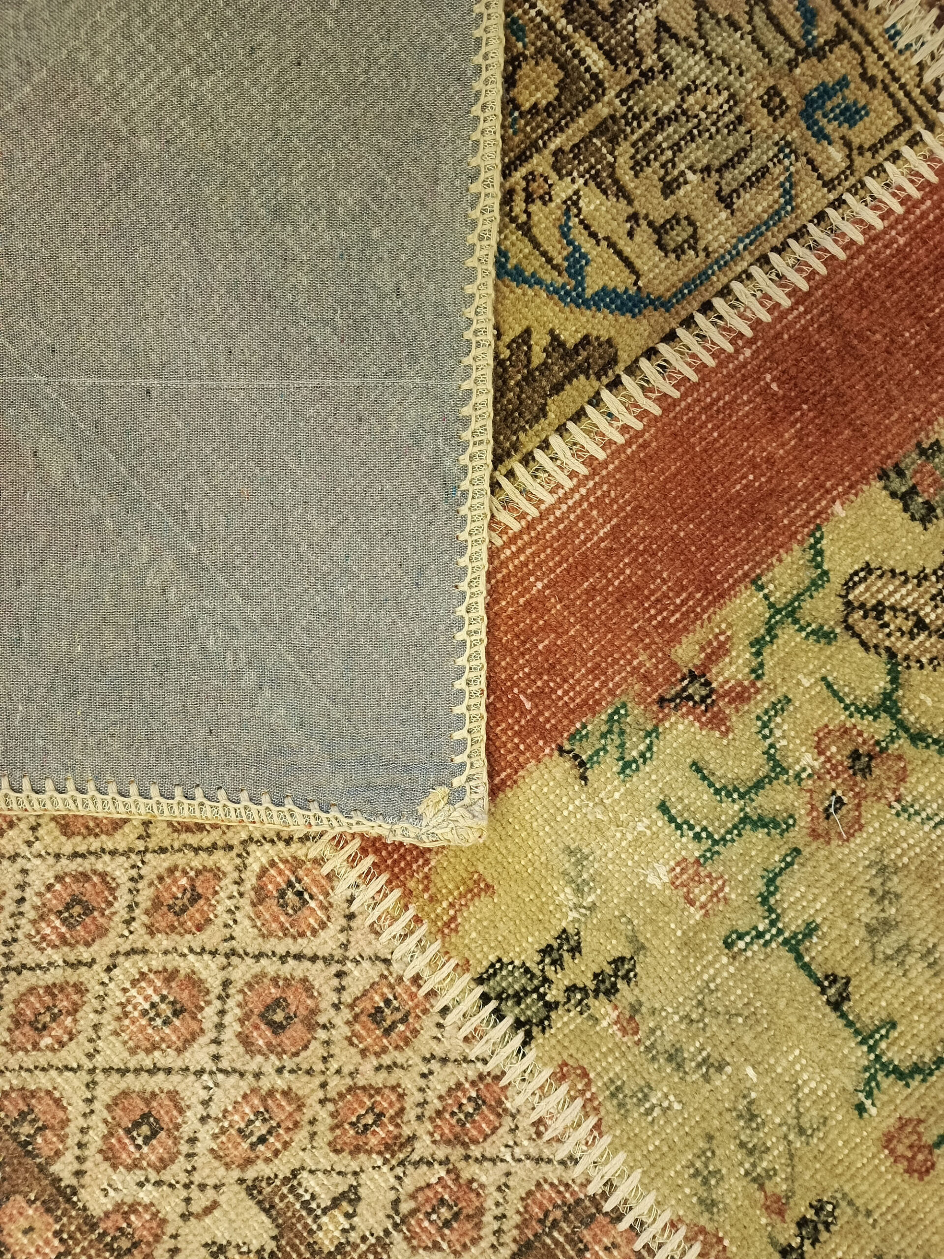 Vintage-Style Wool Patchwork Rug — detail view 4, handmade vintage rug