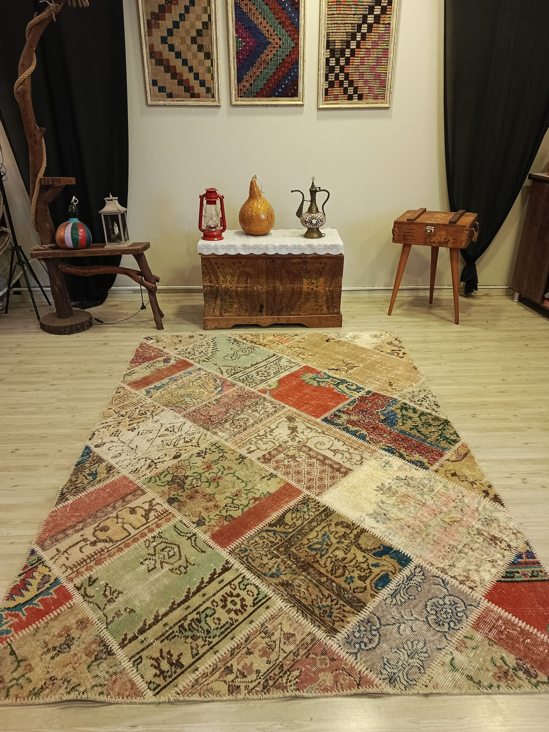 Eskitme Yün Patchwork Halısı 160x228 cm 6402 - Görsel 8