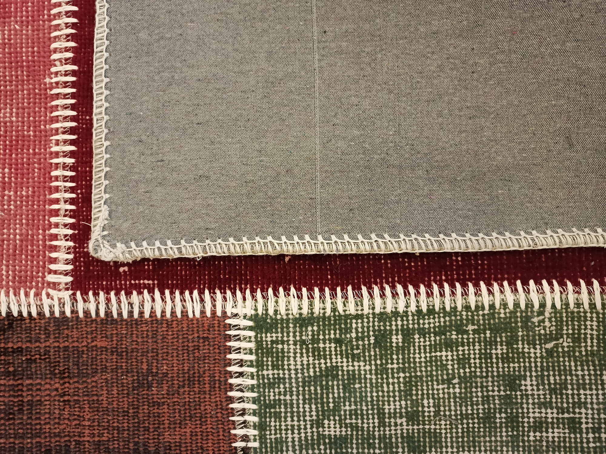 Vintage-Style Wool Patchwork Rug — detail view 4, handmade vintage rug