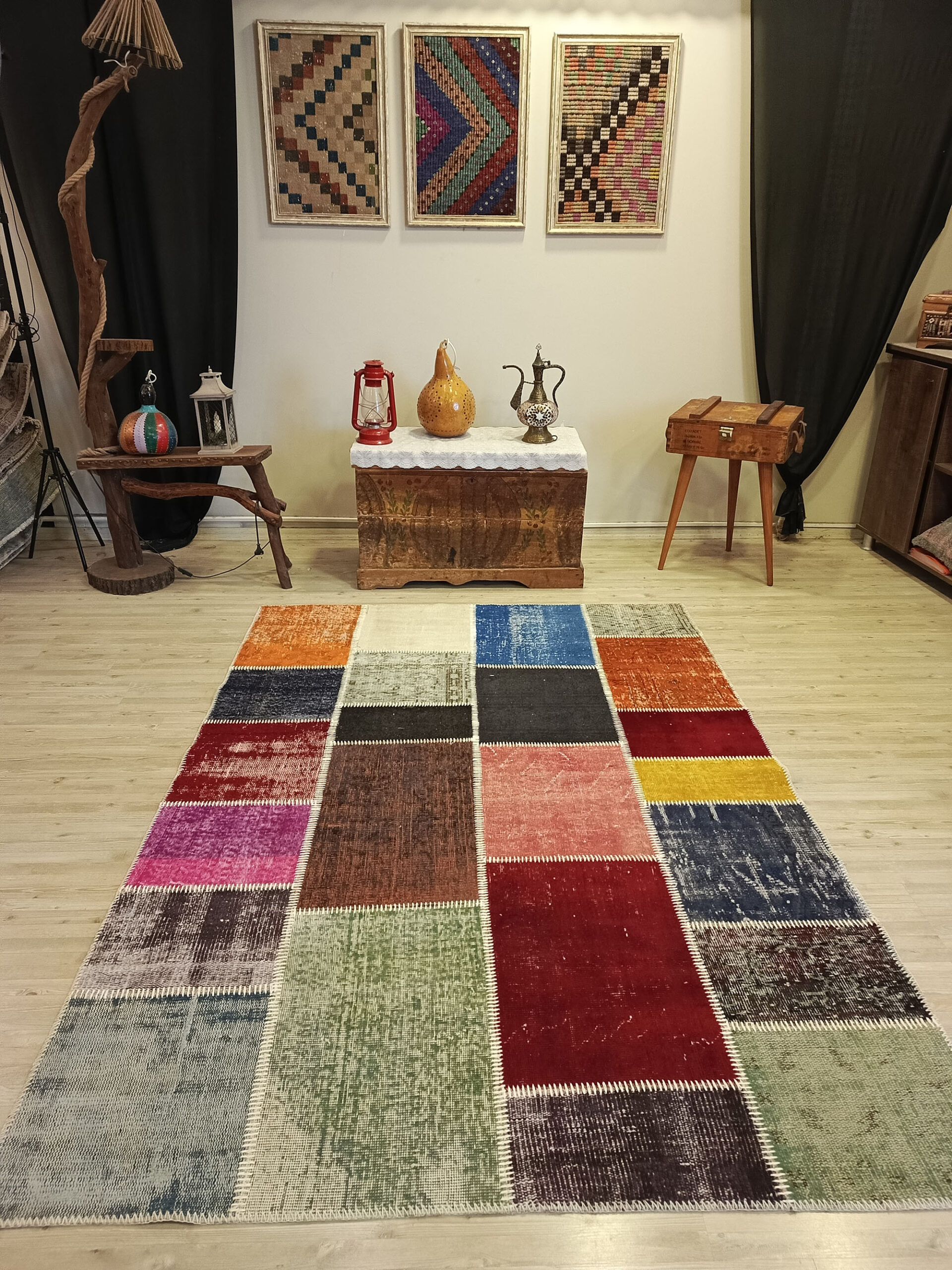 Yün Eskitme Patchwork Halı 160x230 cm 6407 - Görsel 7
