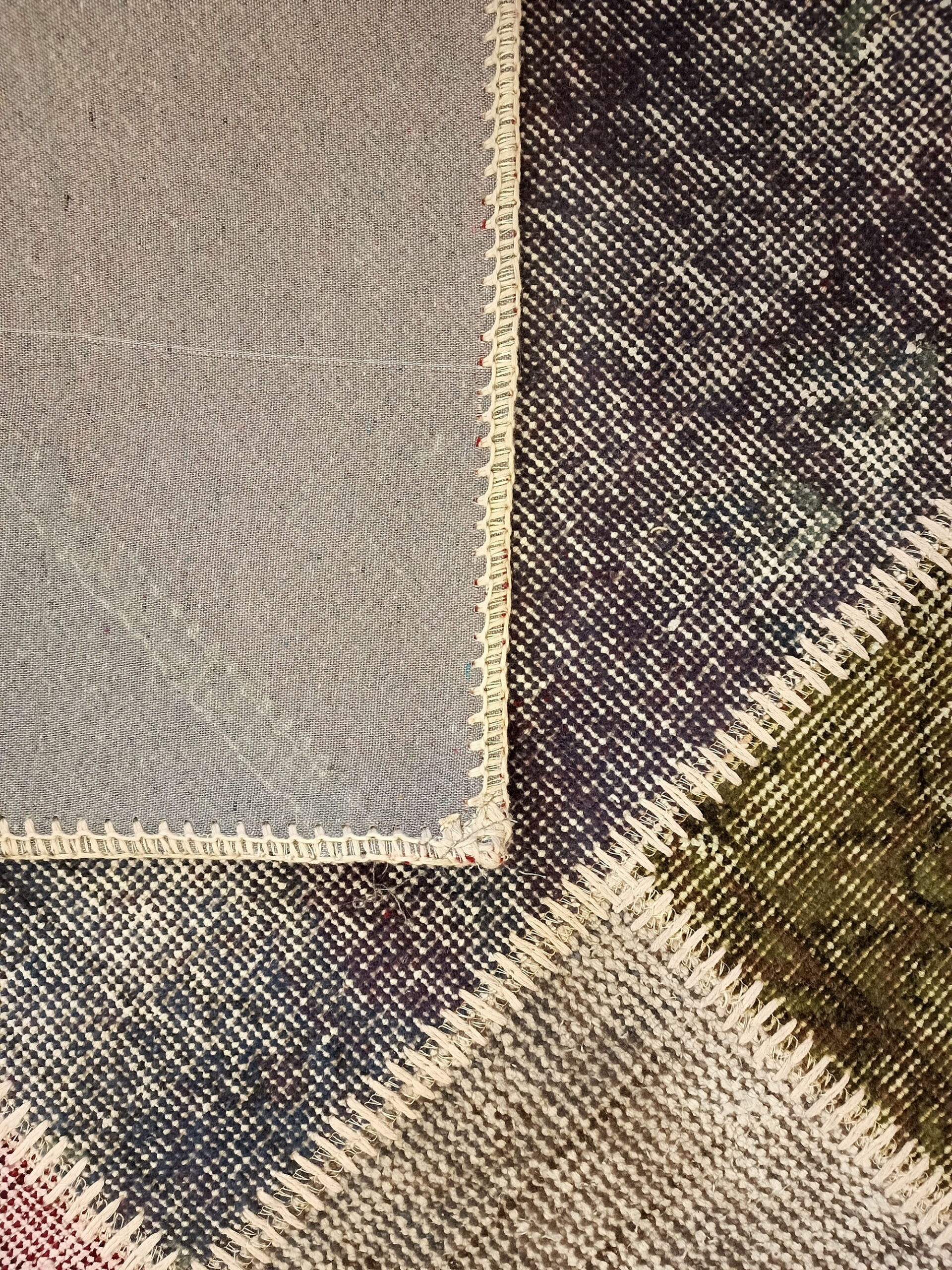 Handwoven Custom-Designed Patchwork Rug — detail view 3, handmade vintage rug