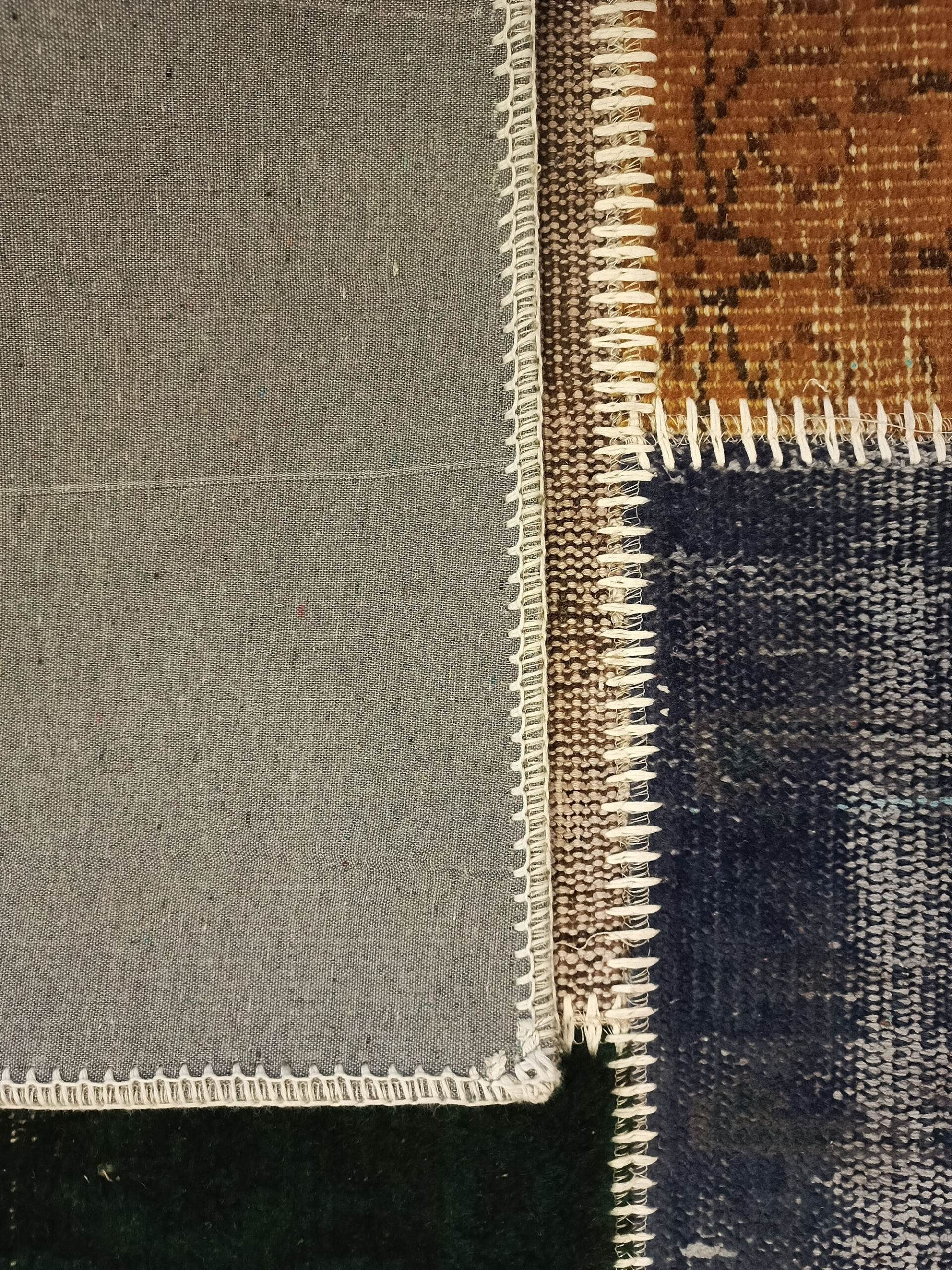 Handmade Distressed Patchwork Rug — detail view 3, handmade vintage rug