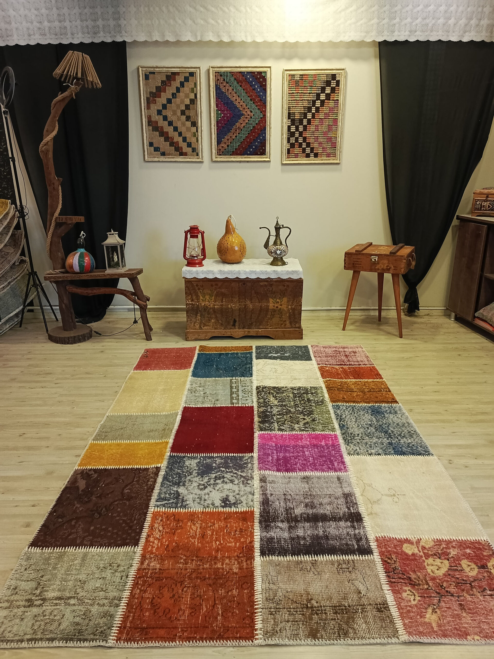 El Yapımı Patchwork Halı 160x230 cm 6503 - Görsel 6