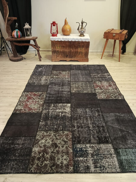 Traditional Handmade Patchwork Rug, vintage rug, Handmade, hand-knotted cotton, size 160 × 230 cm, from Yahyalı