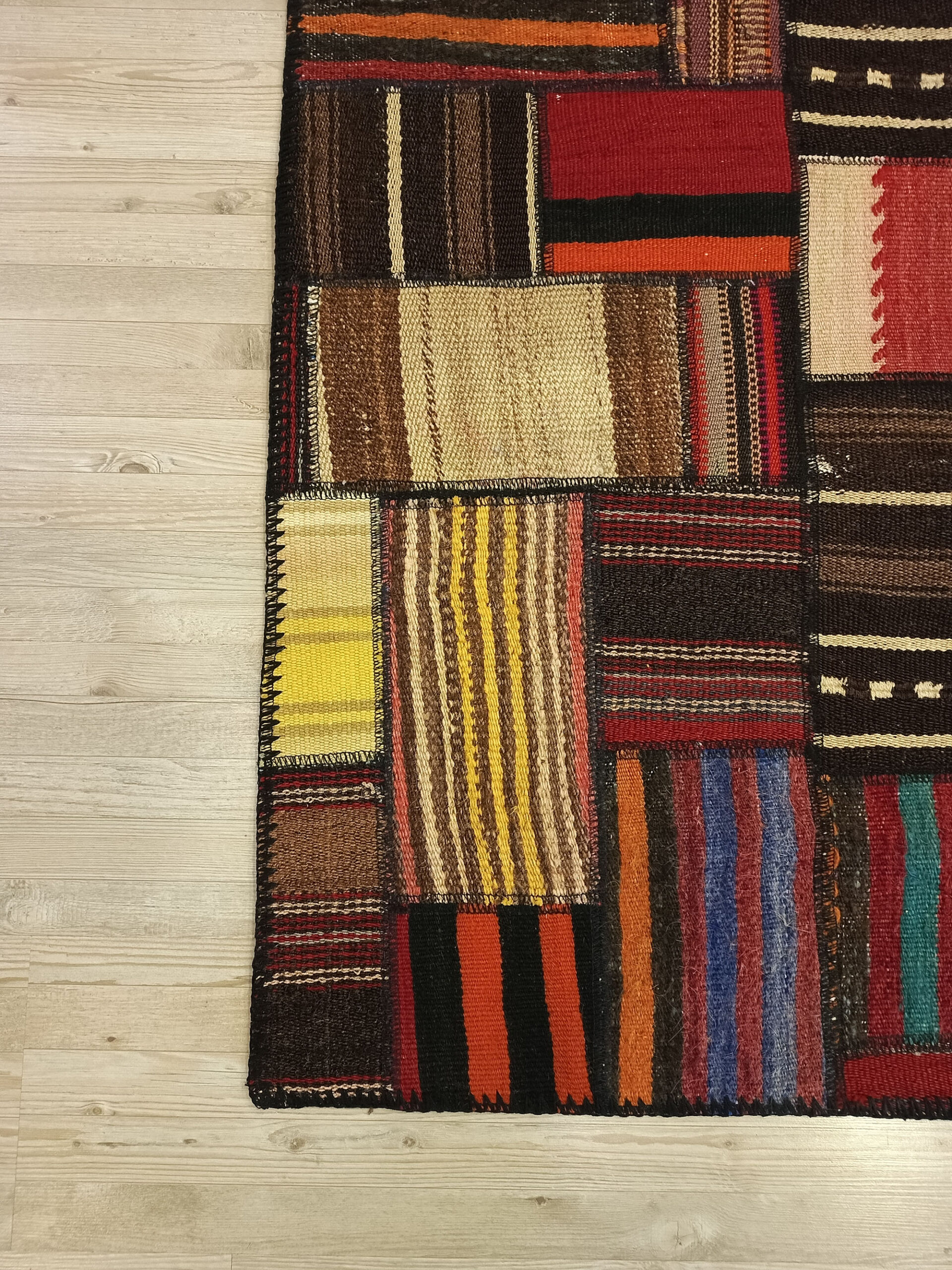 Kök Boya El Dokuma Patchwork Halısı 160x230 cm 6505 - Görsel 7
