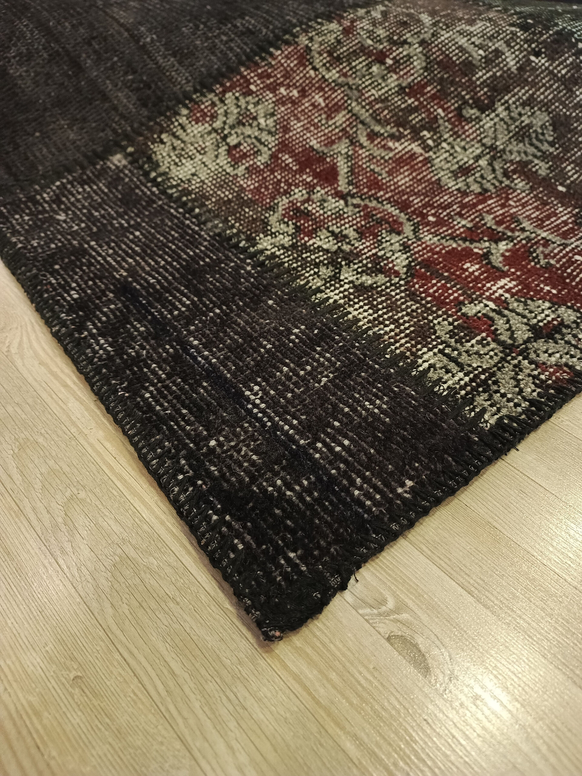 Handmade Vintage-Style Wool Patchwork Rug — detail view 3, handmade vintage rug