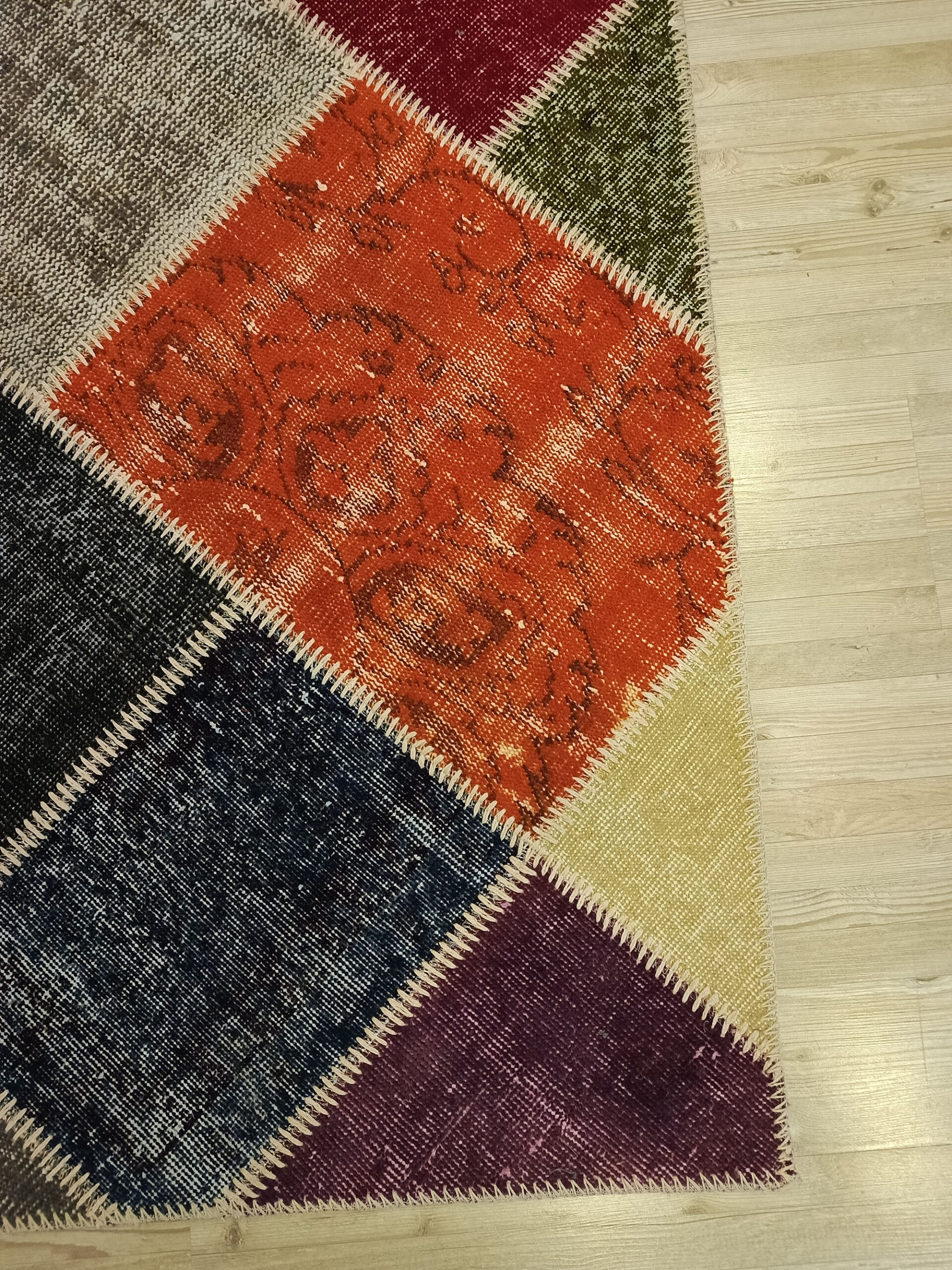 Handwoven Patchwork Rug — detail view 5, handmade vintage rug