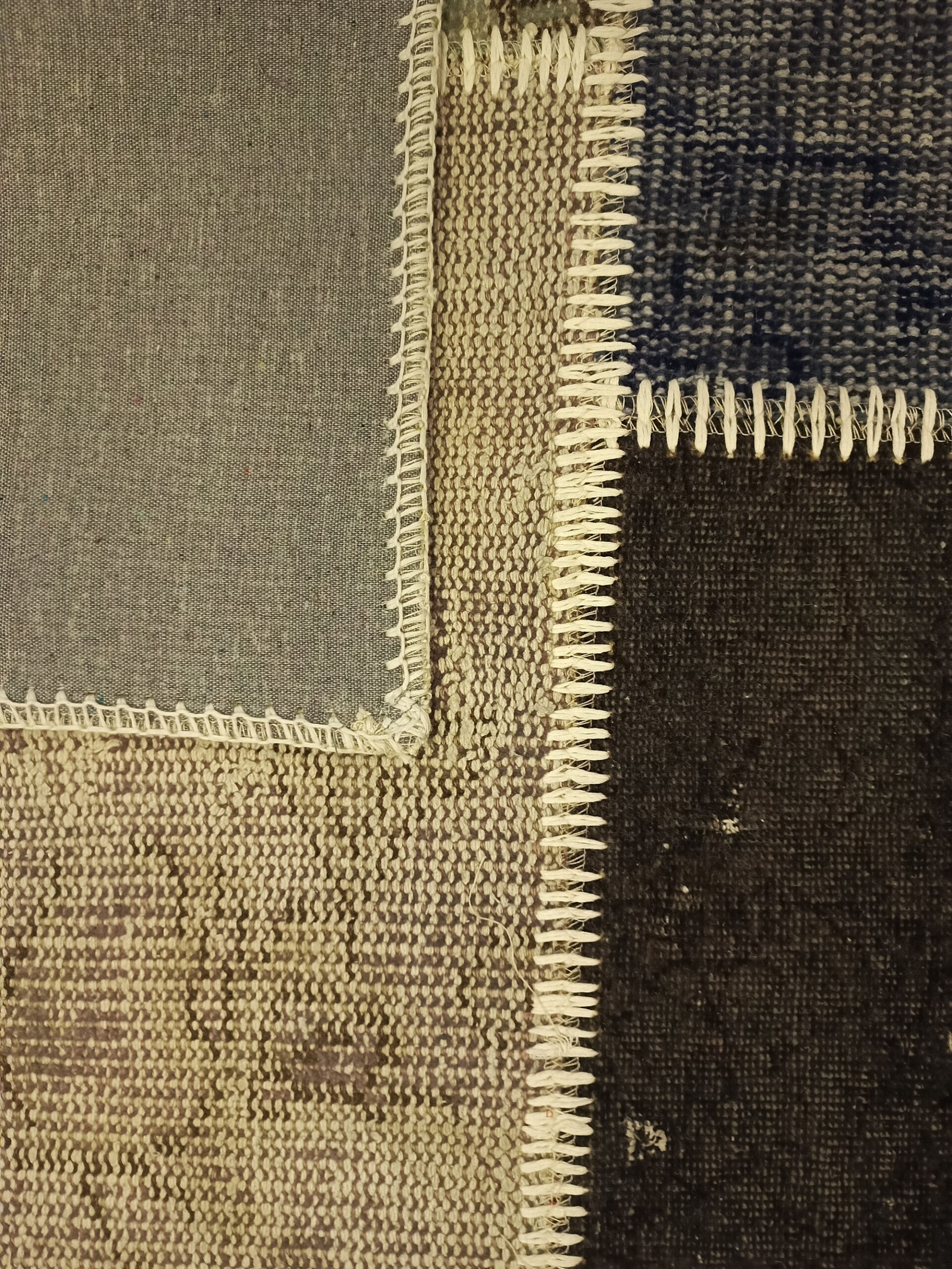 Wool-Woven Patchwork Rug — detail view 3, handmade vintage rug
