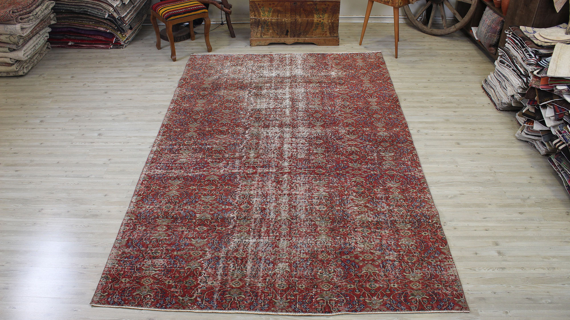 Distressed Handmade Vintage Rug — detail view 4, handmade vintage rug
