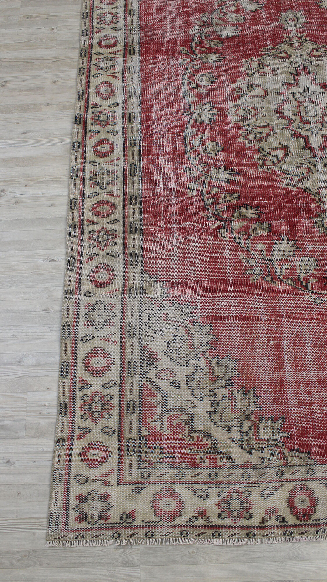 Distressed Vintage Hand-Knotted Rug — detail view 4, handmade vintage rug