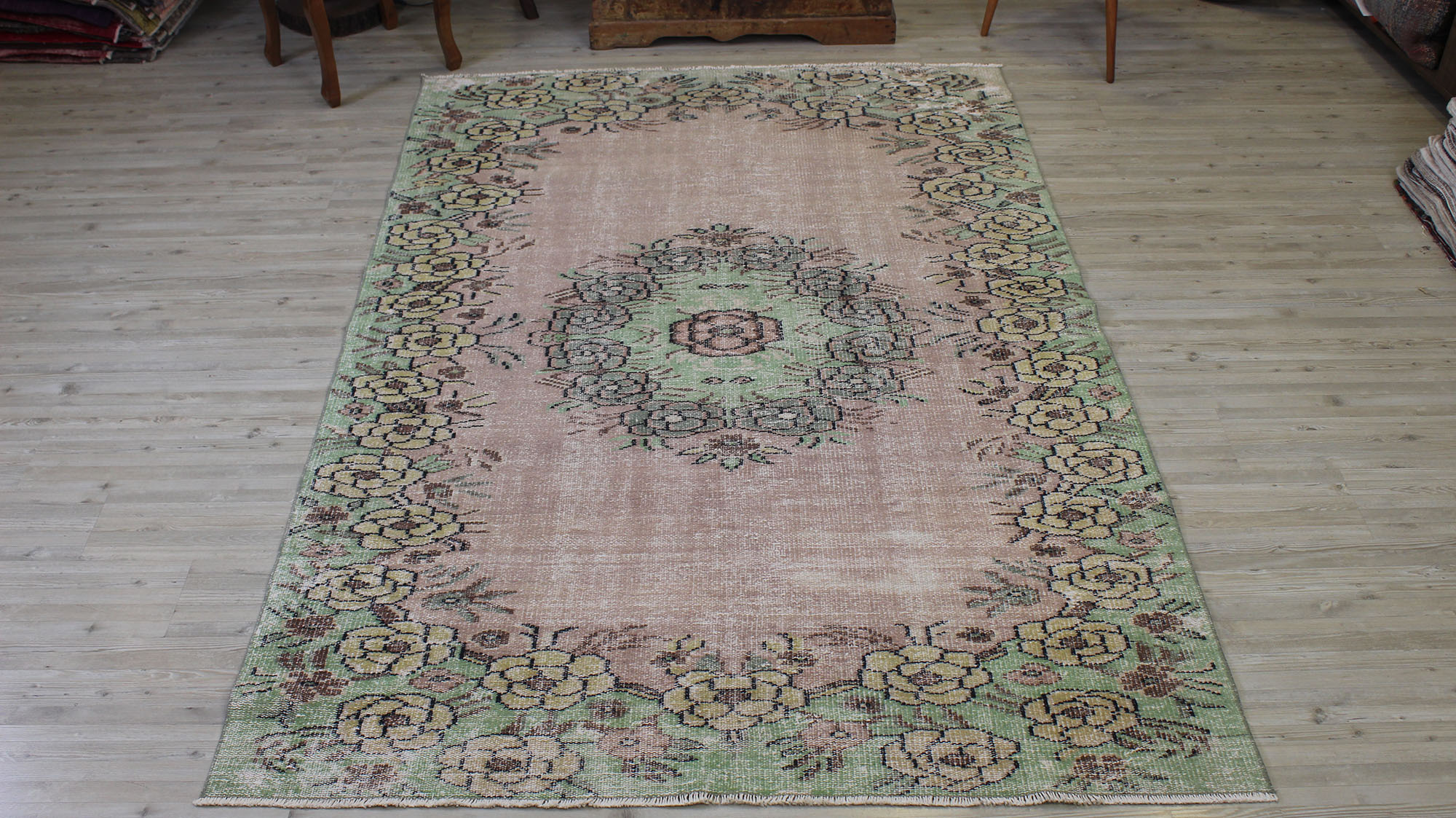 Distressed Vintage Rug — detail view 2, handmade vintage rug