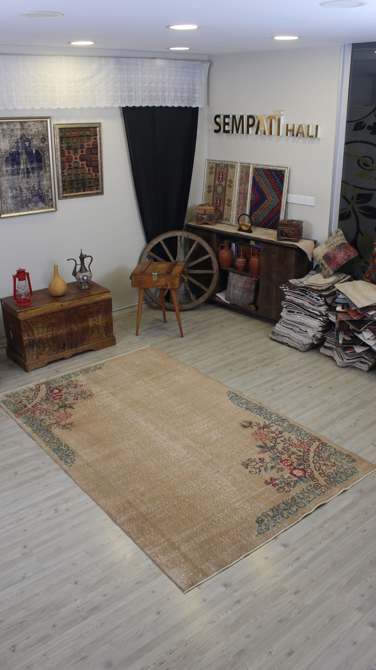 Eskitme Yün El Dokuma Halı Vintage 152 x 244 cm 10524 - Görsel 9