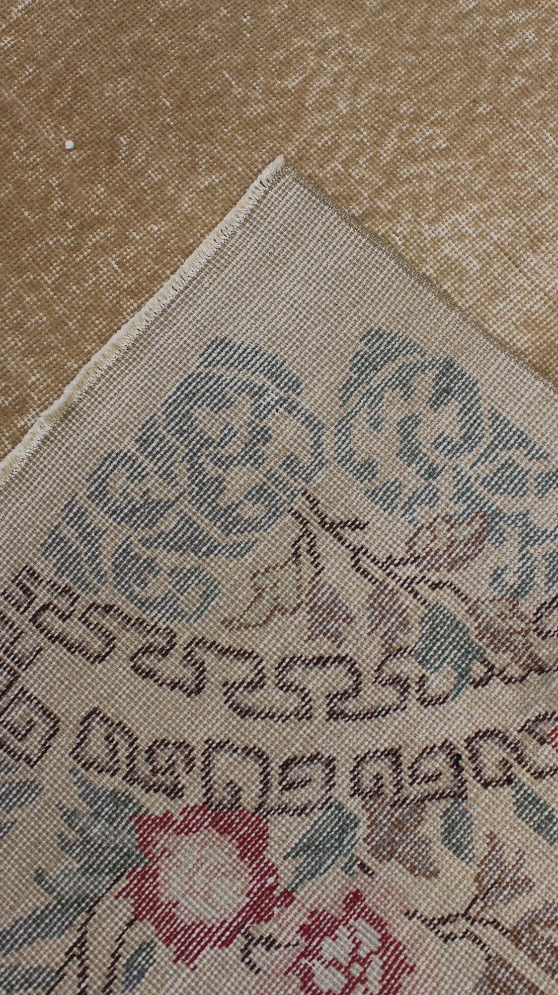 Distressed Hand-Woven Wool Rug, Vintage — detail view 5, handmade vintage rug