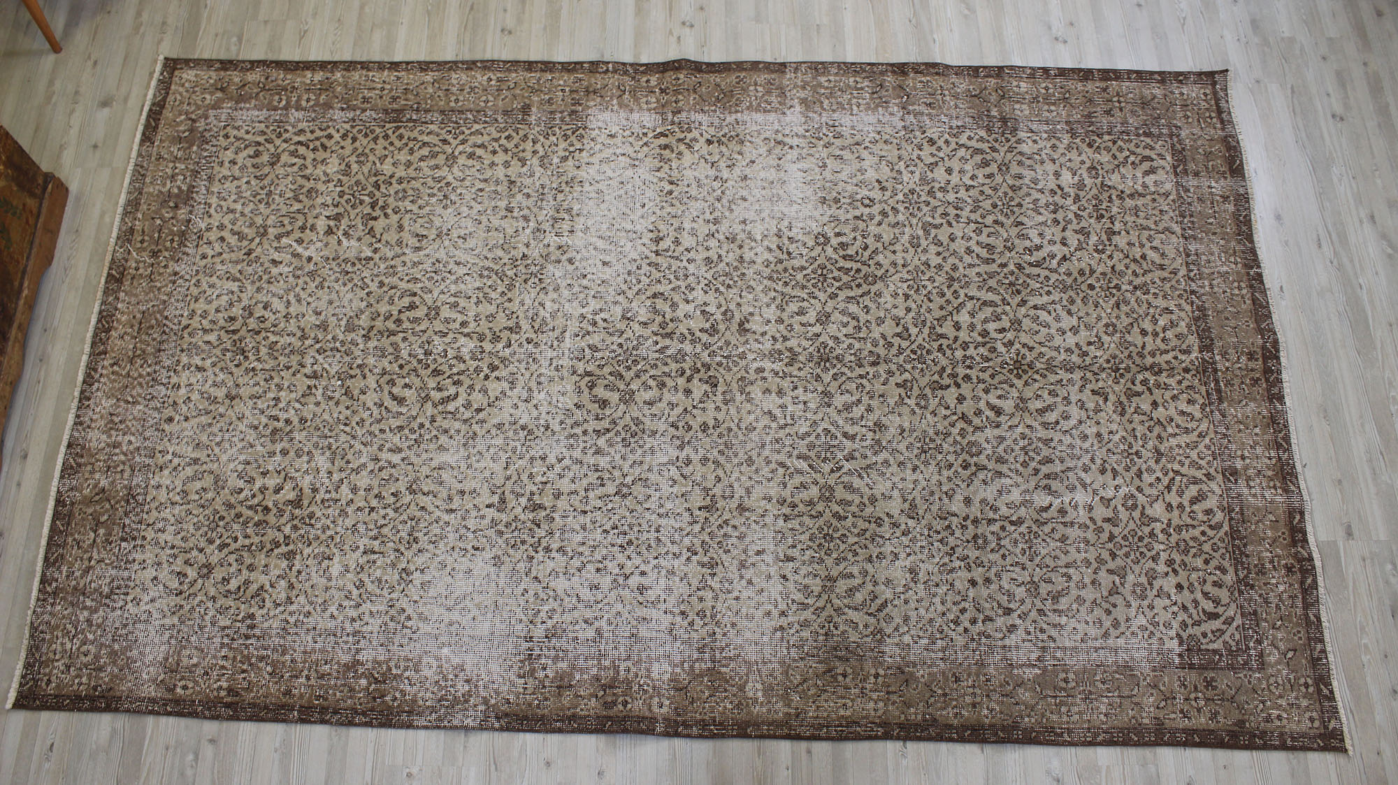 Distressed Wool Vintage Handmade Rug — detail view 2, handmade vintage rug