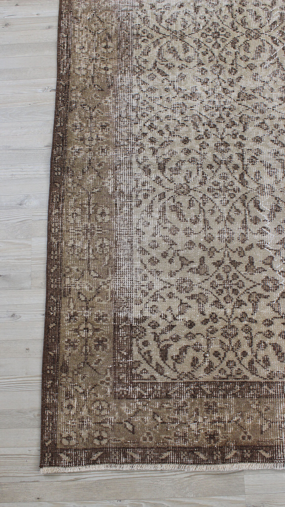 Distressed Wool Vintage Handmade Rug — detail view 4, handmade vintage rug