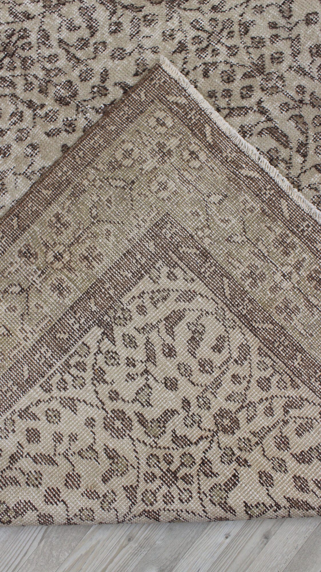 Distressed Wool Vintage Handmade Rug — detail view 5, handmade vintage rug
