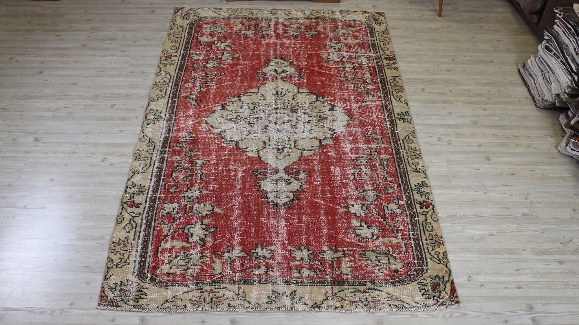 Vintage El Dokuma Halı 167 x 256 cm 10534 - Görsel 4