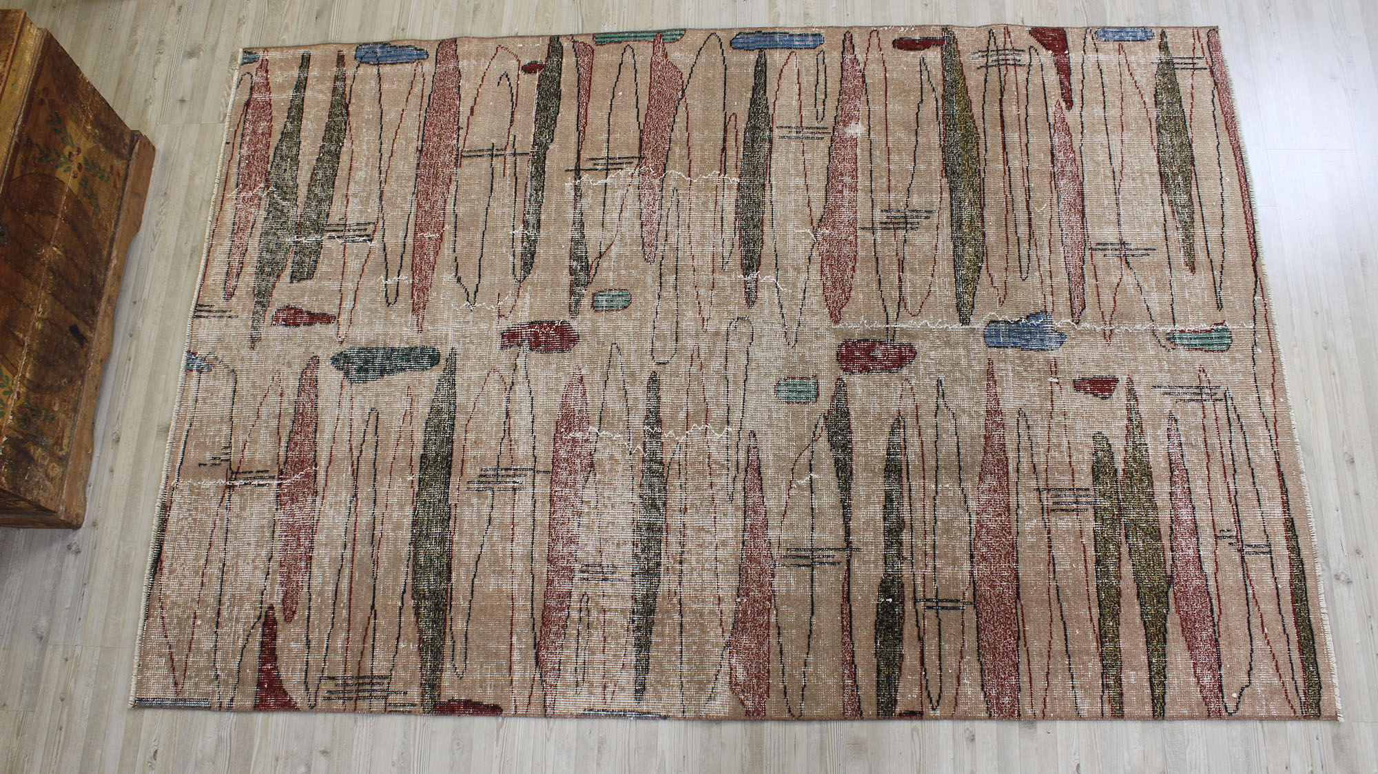 Vintage Handwoven Rug, Distressed — detail view 2, handmade vintage rug