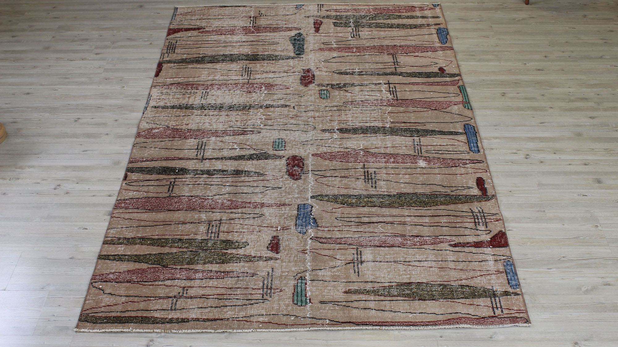 Vintage Handwoven Rug, Distressed — detail view 4, handmade vintage rug