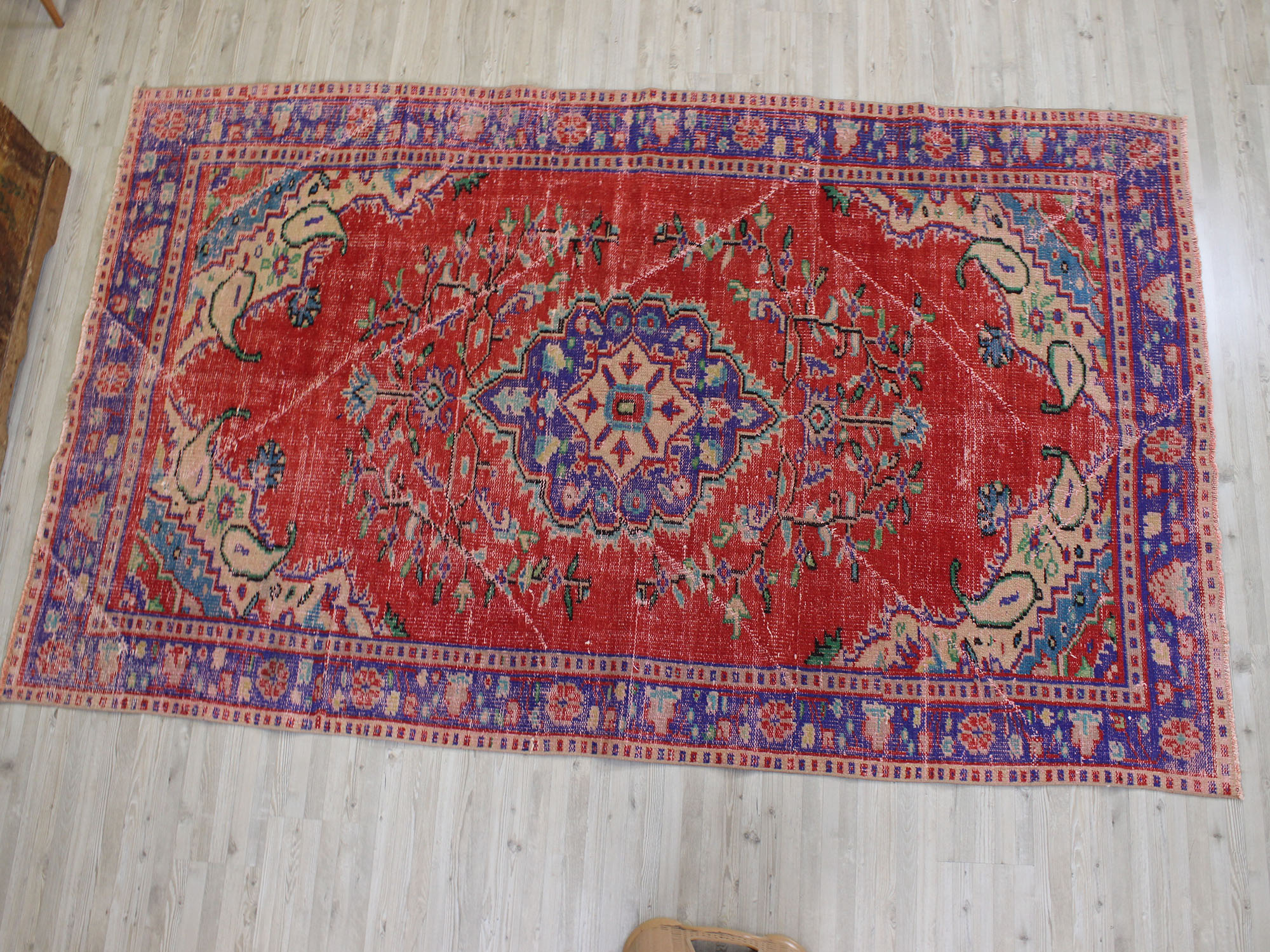 Vintage Handwoven Wool Rug — detail view 2, handmade vintage rug