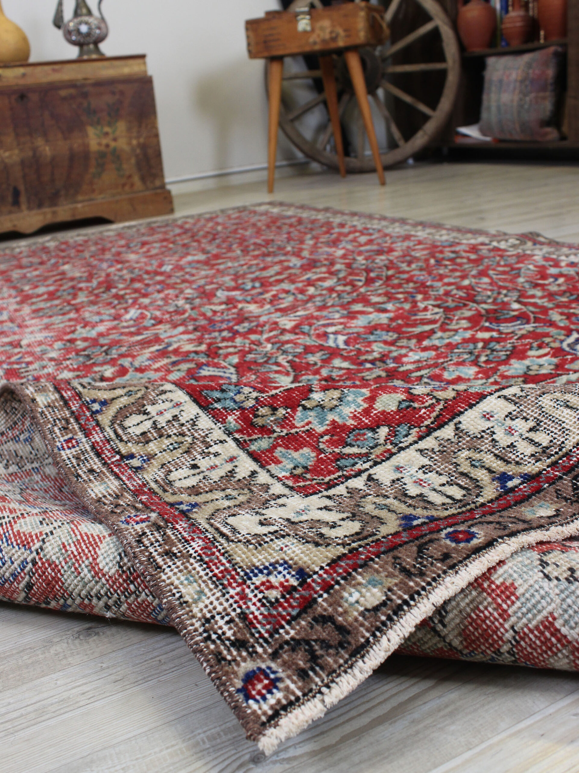 Vintage Handwoven Wool Rug — detail view 2, handmade vintage rug