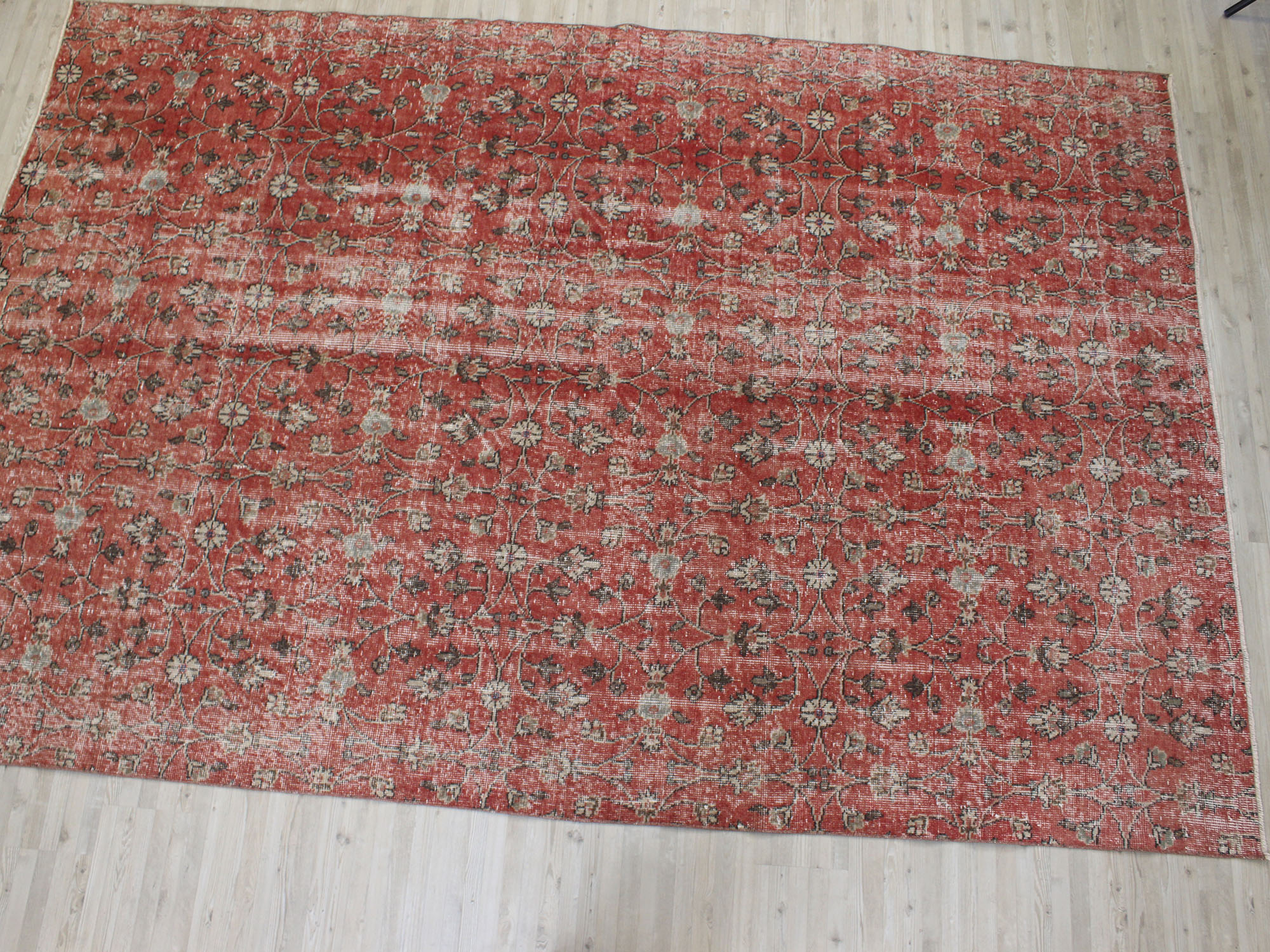 Vintage Handmade Rug, Distressed — detail view 2, handmade vintage rug