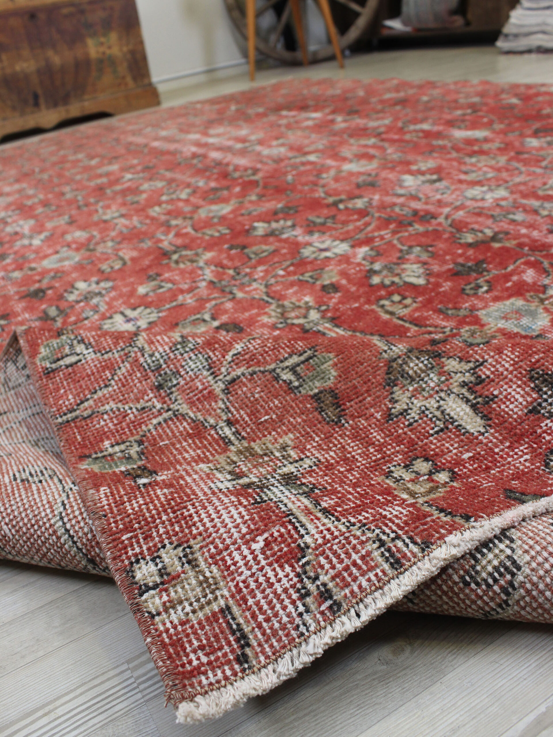 Vintage Handmade Rug, Distressed — detail view 5, handmade vintage rug