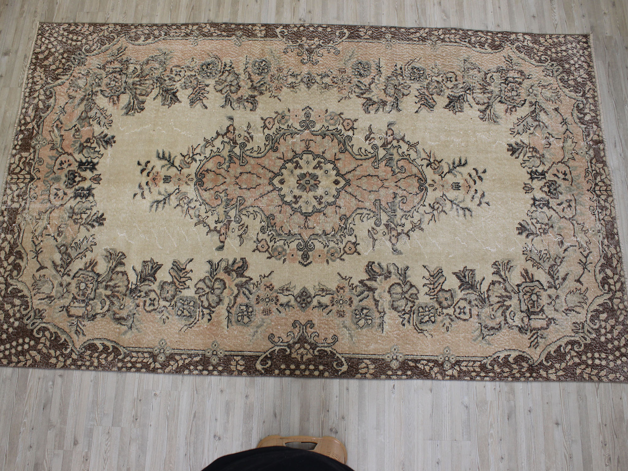 Vintage Handmade Wool Rug — detail view 2, handmade vintage rug