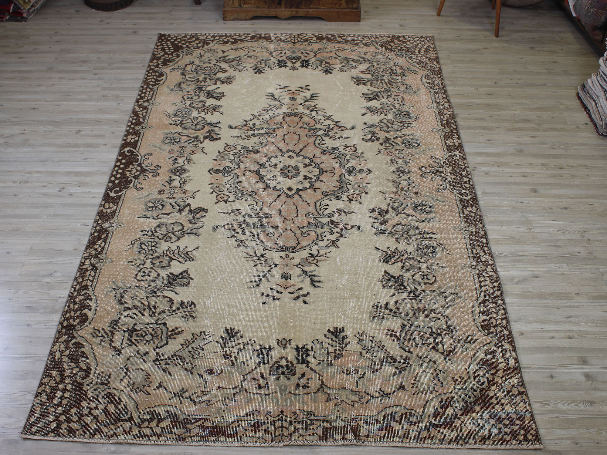 Vintage Handmade Wool Rug — detail view 3, handmade vintage rug