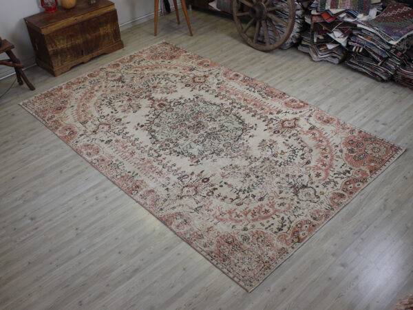 Vintage Distressed Wool Rug, Handmade rug, cotton wool/weave, size 180 × 304 cm, from Gördes, SKU 10551
