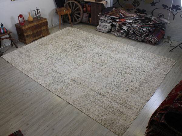 Handmade Wool Rug, Distressed, Vintage rug, wool & cotton wool/weave, size 260 × 370 cm, from Antalya, SKU 10561