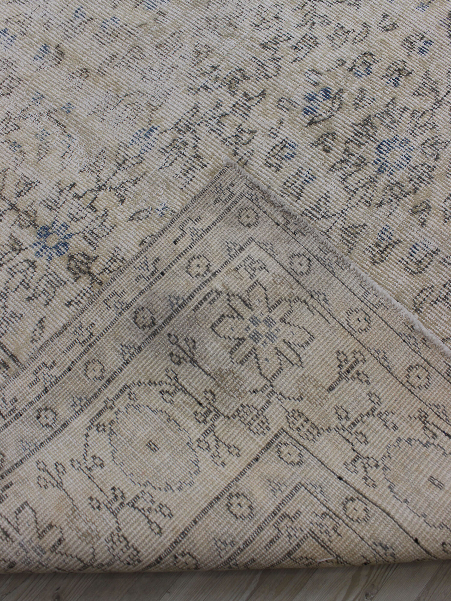 Handmade Wool Rug, Distressed — detail view 4, handmade vintage rug