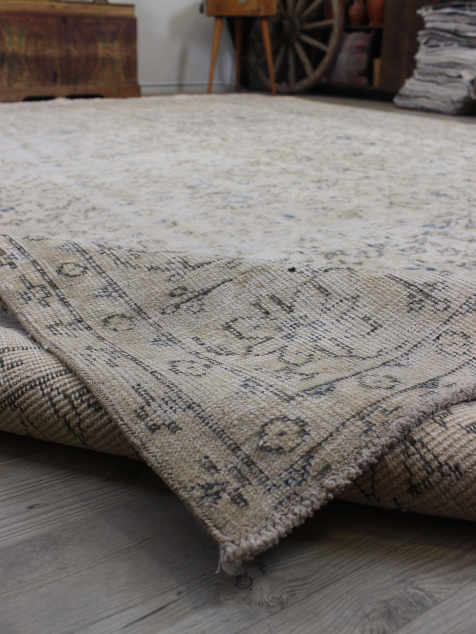 Handmade Wool Rug, Distressed — detail view 5, handmade vintage rug