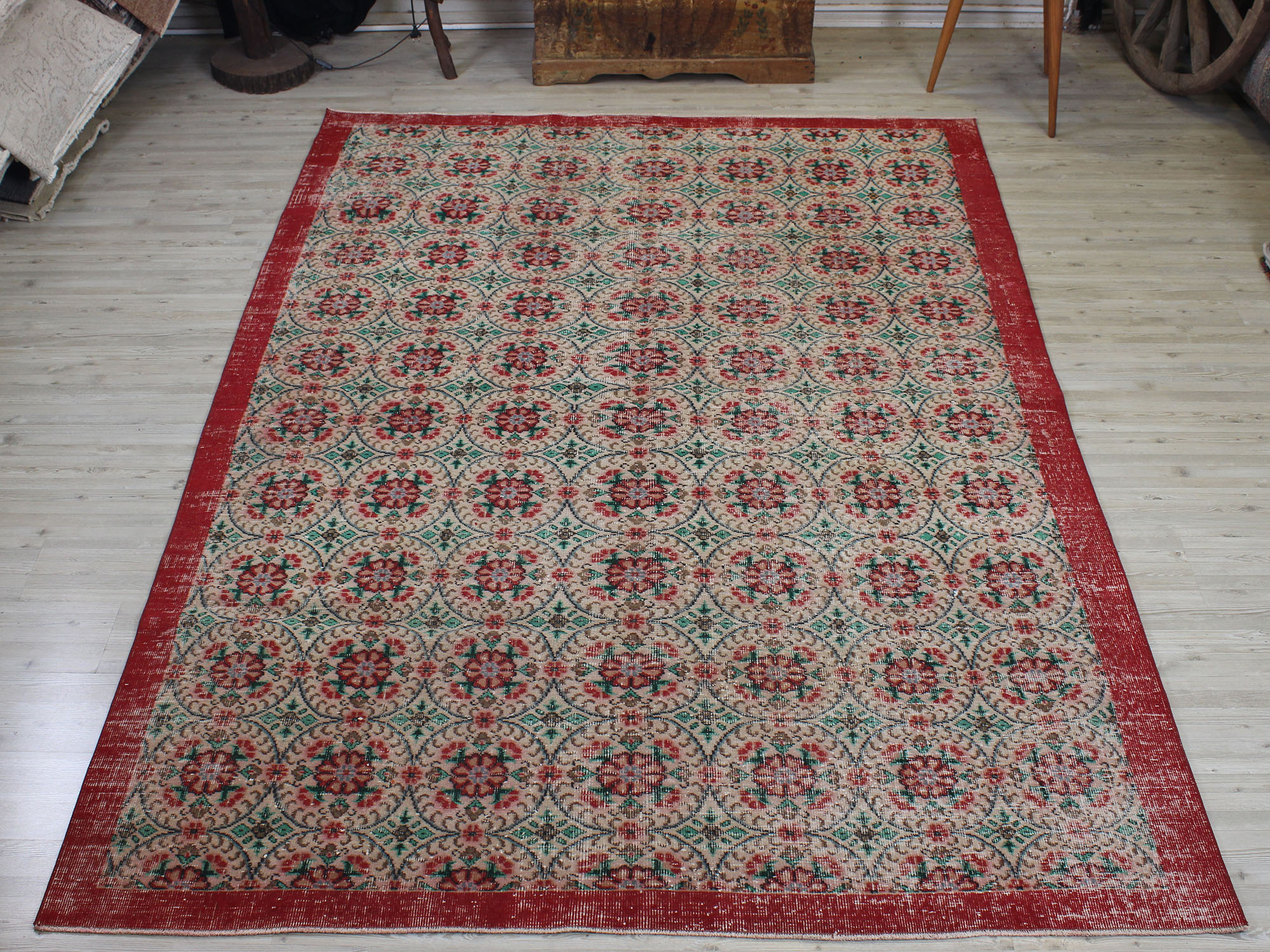 Handmade Vintage Wool Rug — detail view 2, handmade vintage rug