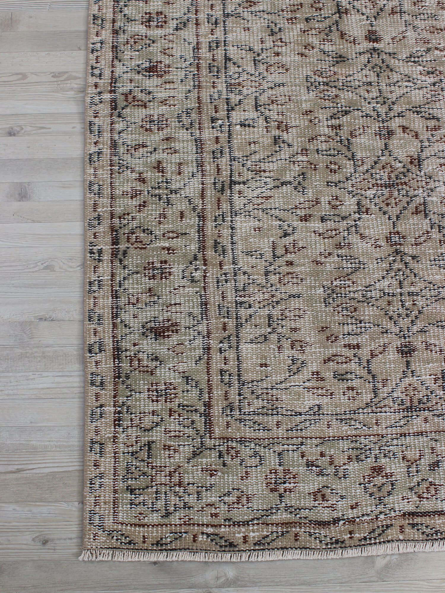 Handmade Distressed Rug — detail view 2, handmade vintage rug
