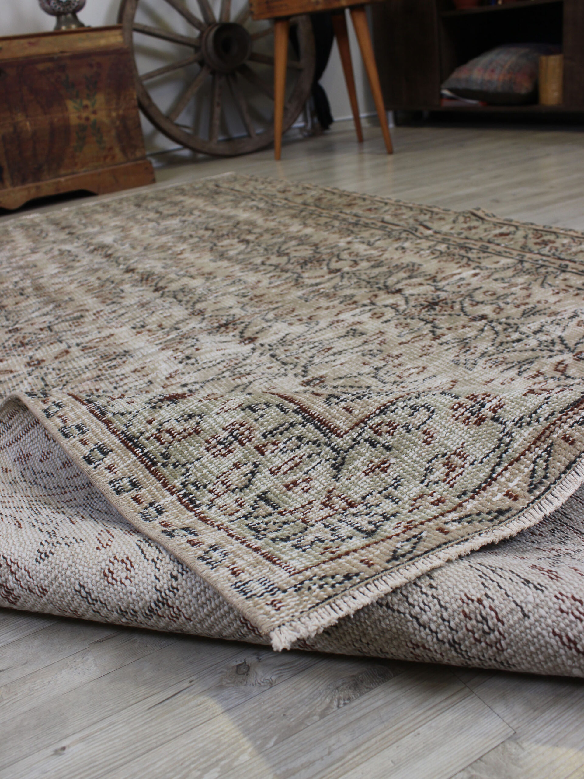 Handmade Distressed Rug — detail view 4, handmade vintage rug