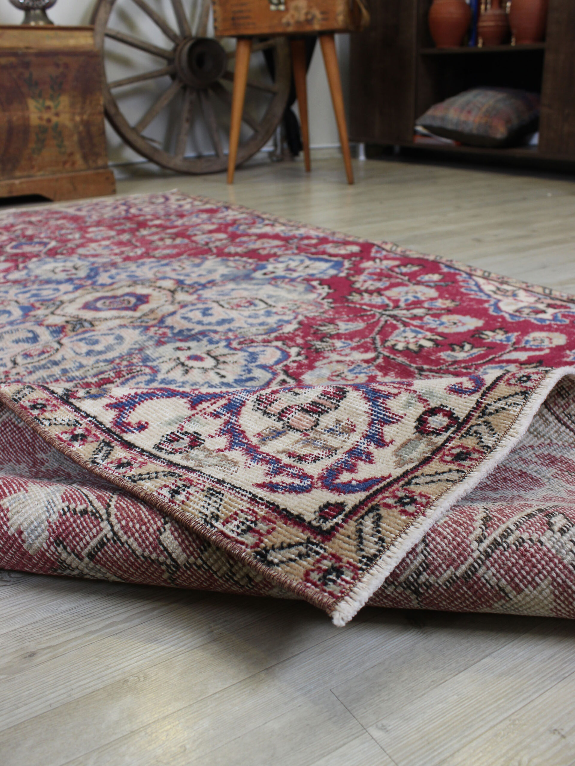 Distressed Hand-Woven Vintage Rug — detail view 5, handmade vintage rug