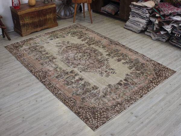 Distressed Hand-Woven Wool Vintage Rug, Handmade rug, wool wool/weave, size 180 × 263 cm, from Milas, SKU 10595