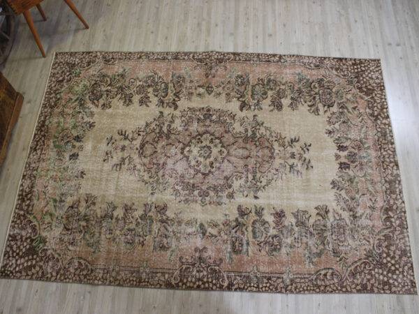 Distressed Hand-Woven Wool Vintage Rug - SKU 10595 - Detail View