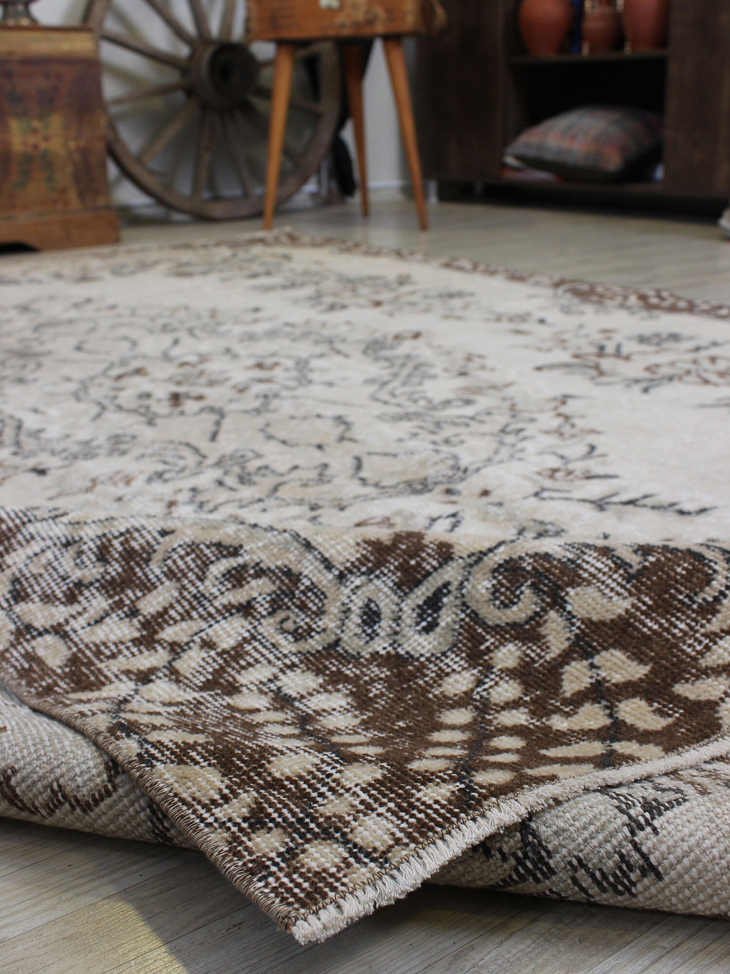 Vintage Handmade Wool Rug — detail view 5, handmade vintage rug