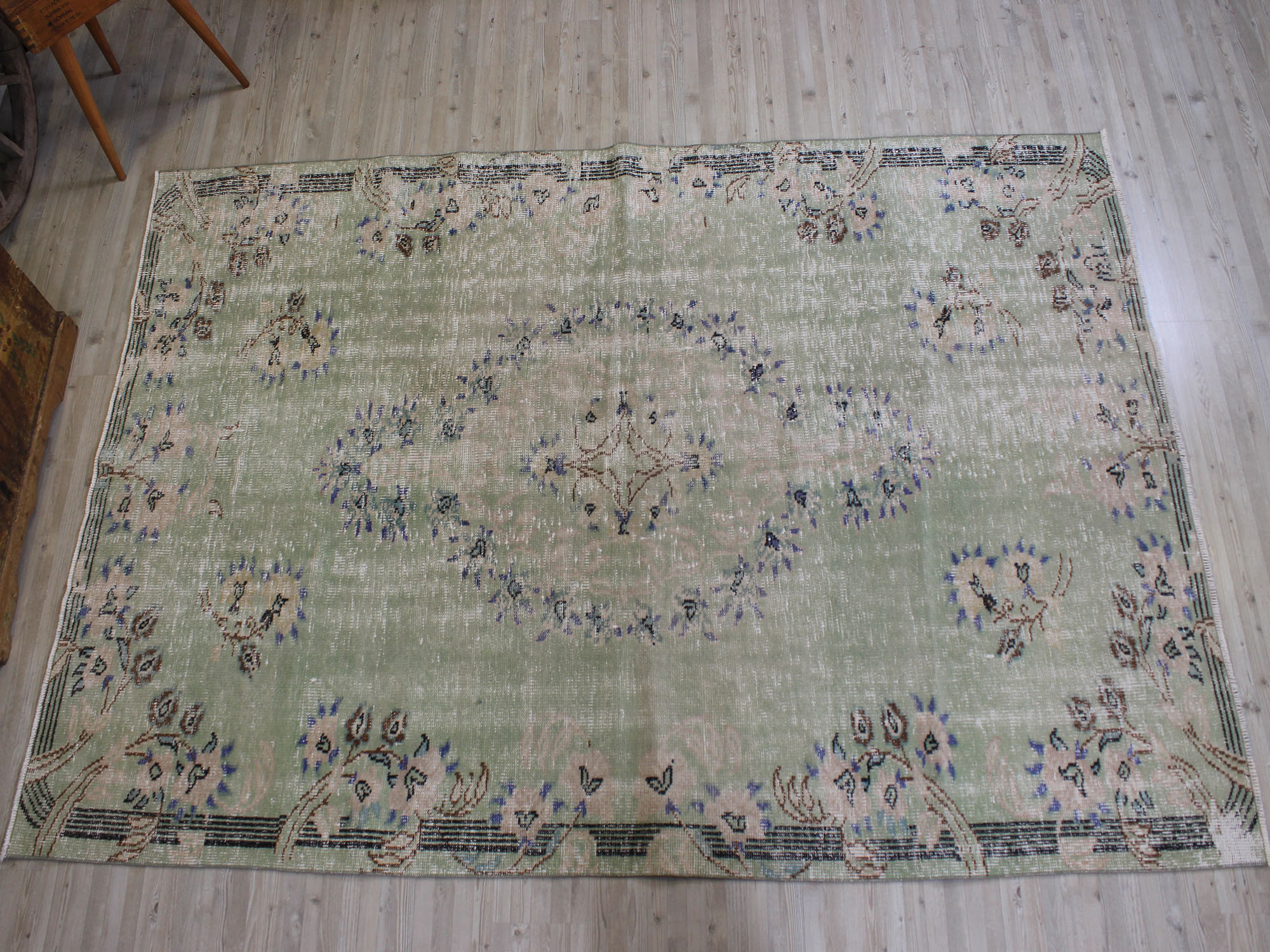 Distressed Vintage Hand-Knotted Rug — detail view 2, handmade vintage rug