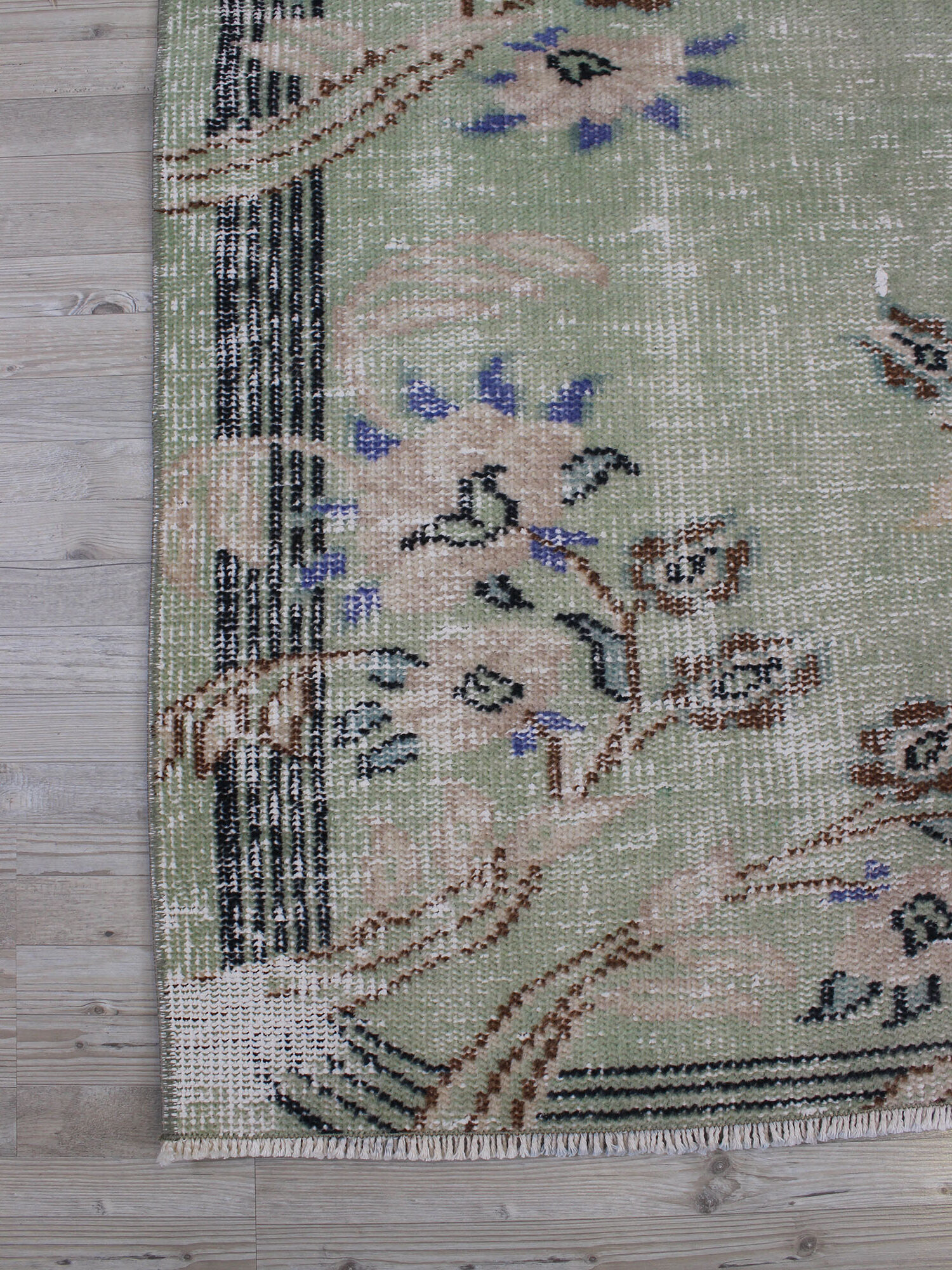 Distressed Vintage Hand-Knotted Rug — detail view 3, handmade vintage rug