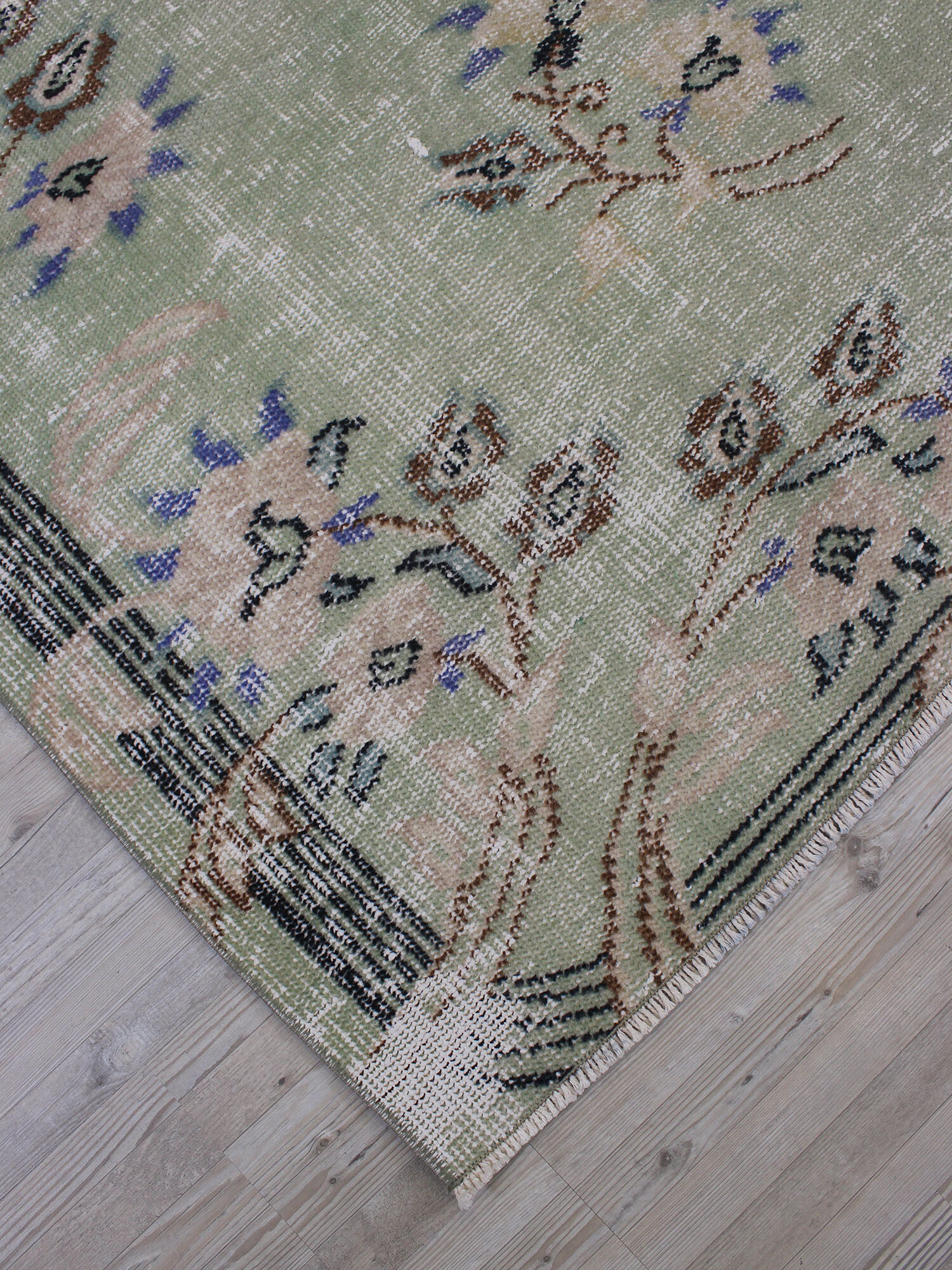 Distressed Vintage Hand-Knotted Rug — detail view 4, handmade vintage rug
