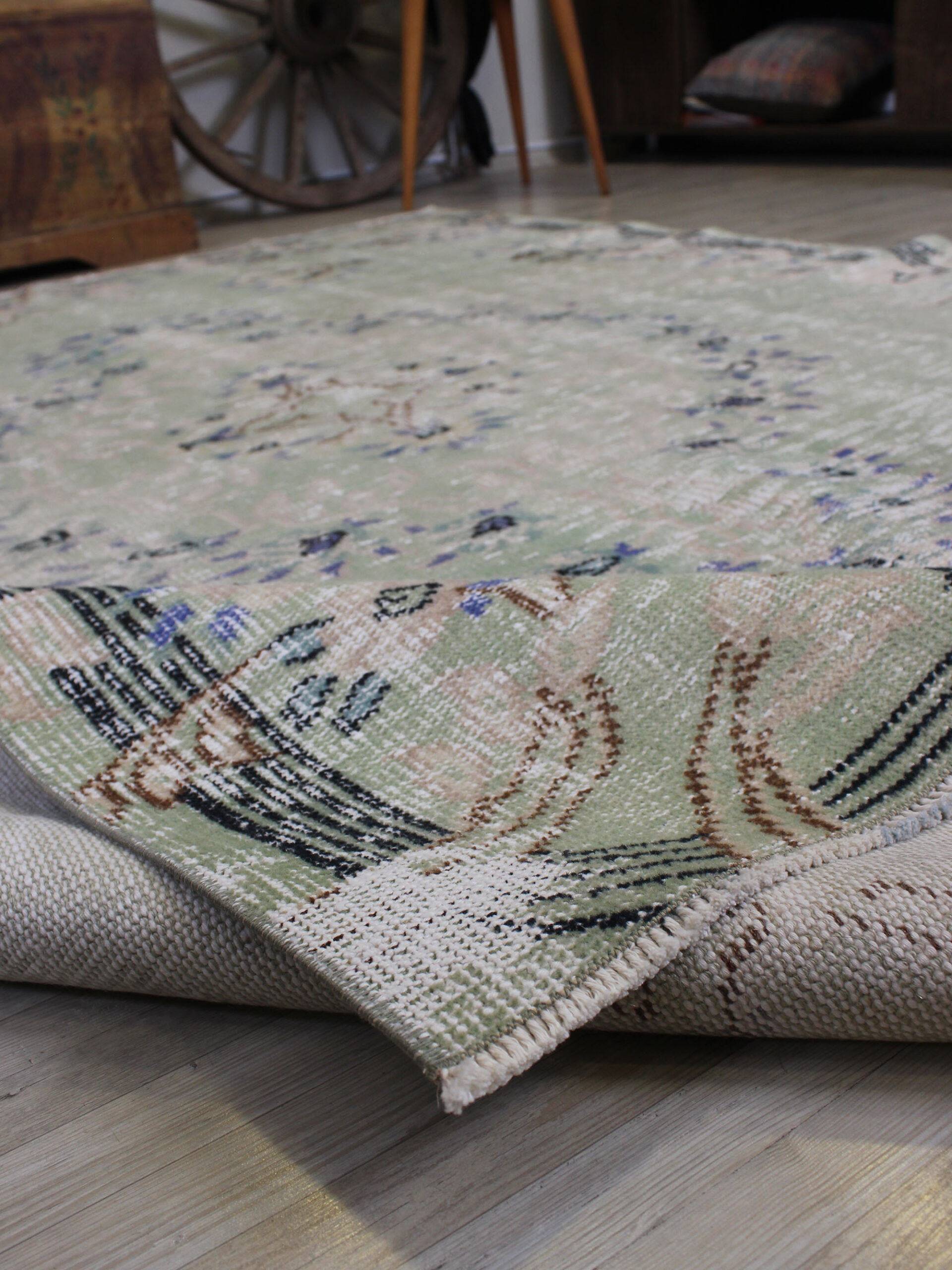 Distressed Vintage Hand-Knotted Rug — detail view 5, handmade vintage rug