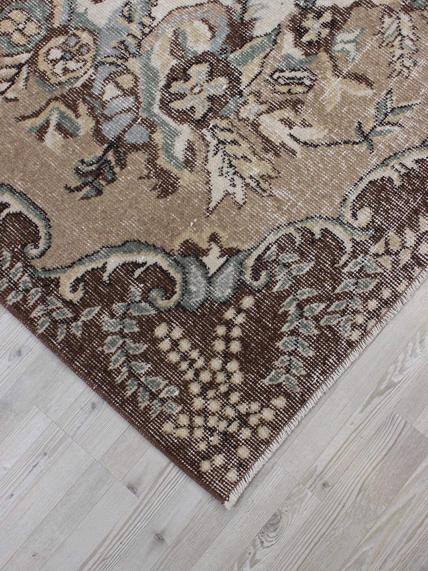 Handmade Distressed Wool Rug — detail view 4, handmade vintage rug